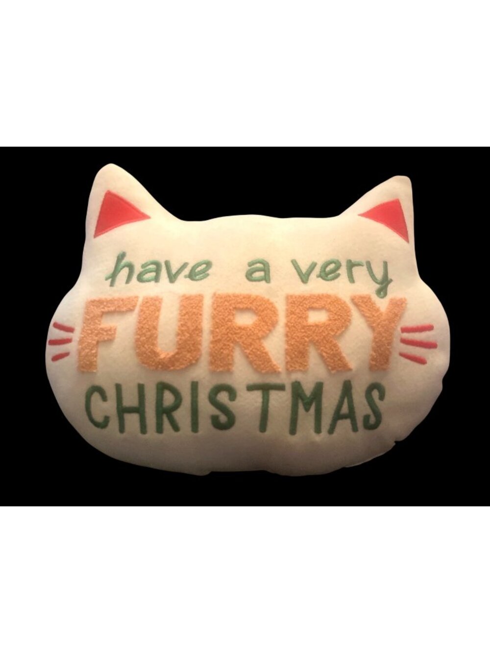 Cat-Head Christmas Reversible Pillow "Have a Furry Christmas" by Wondershop